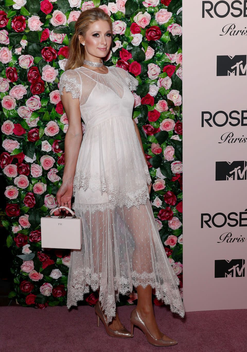 Paris Hilton says she doesn't remember whether Harvey Weinstein ‘hit on her’ at the amfAR Gala in 2001 - pictured here on Wednesday at a MTV event promoting her new fragrance Rose Rush. Source: Getty