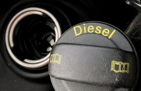 A fuel tank cap of a diesel car is pictured in Berlin, Germany, October 2, 2018. REUTERS/Hannibal Hanschke - RC1C5ECFB400