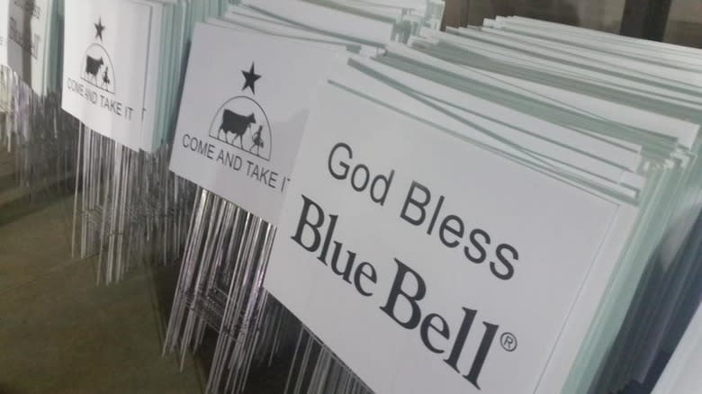 Signs for Blue Bell vigil