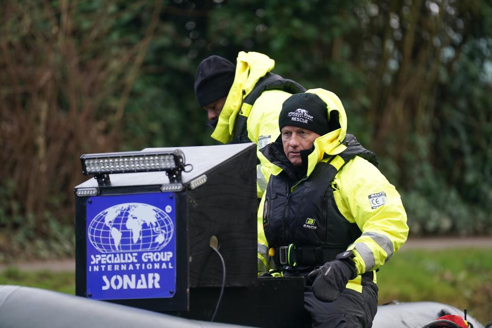 Peter Faulding (right), CEO of private underwater search and recovery company Specialist Group International (SGI), joins the search operation for two-year-old Xielo Maruziva at the river Soar (Joe Giddens/PA Wire)