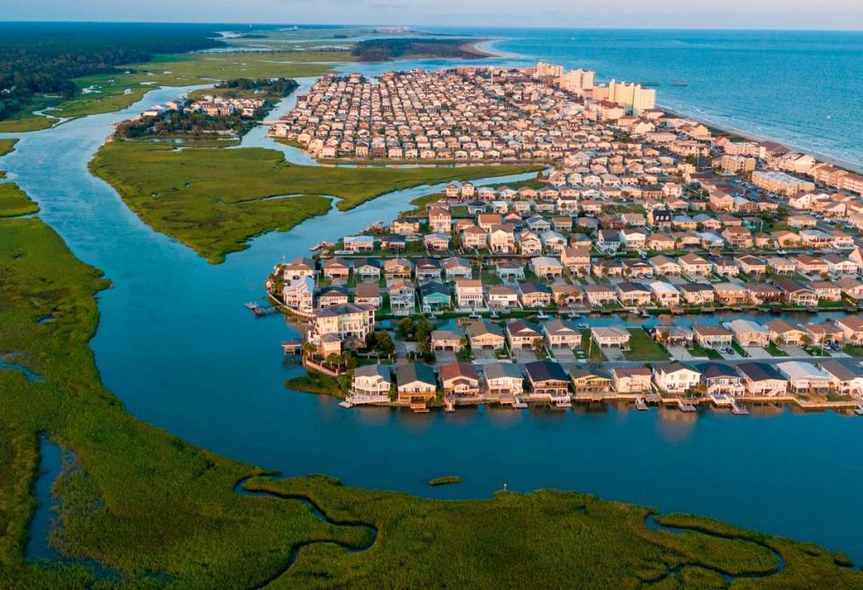 Homes along the canals of Hog Inlet in the Cherry Grove section of North Myrtle Beach. Aug. 11, 2021.
