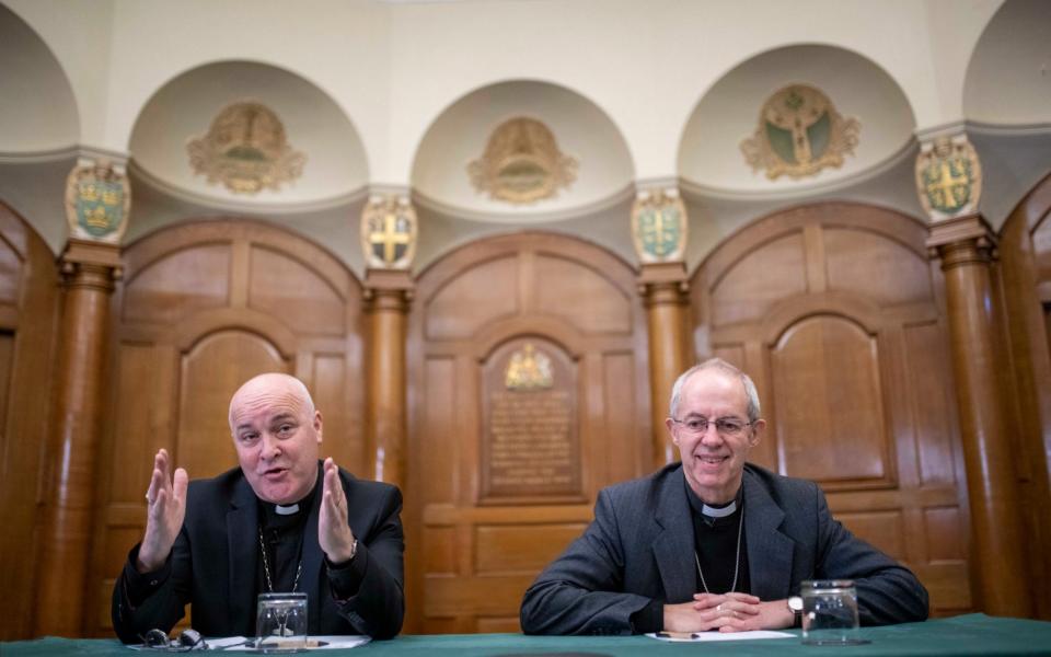 The Archbishops of York (left) and Canterbury (right) will no longer consecrate bishops, it was announced from Lambeth Palace on Wednesday - Paul Grover for the Telegraph