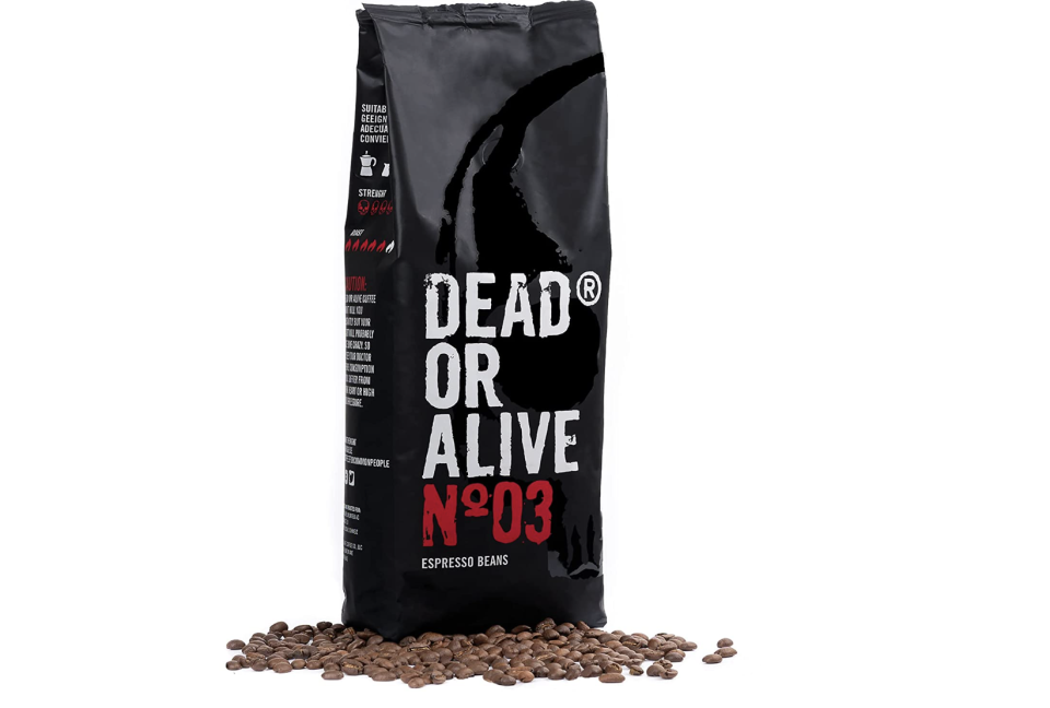 DEAD OR ALIVE Espresso No3 | Starke Espresso Bohnen 1kg | 100% Robusta | Kaffeebohnen für Kaffeevollautomat und Espressomaschine (Bild: Amazon)