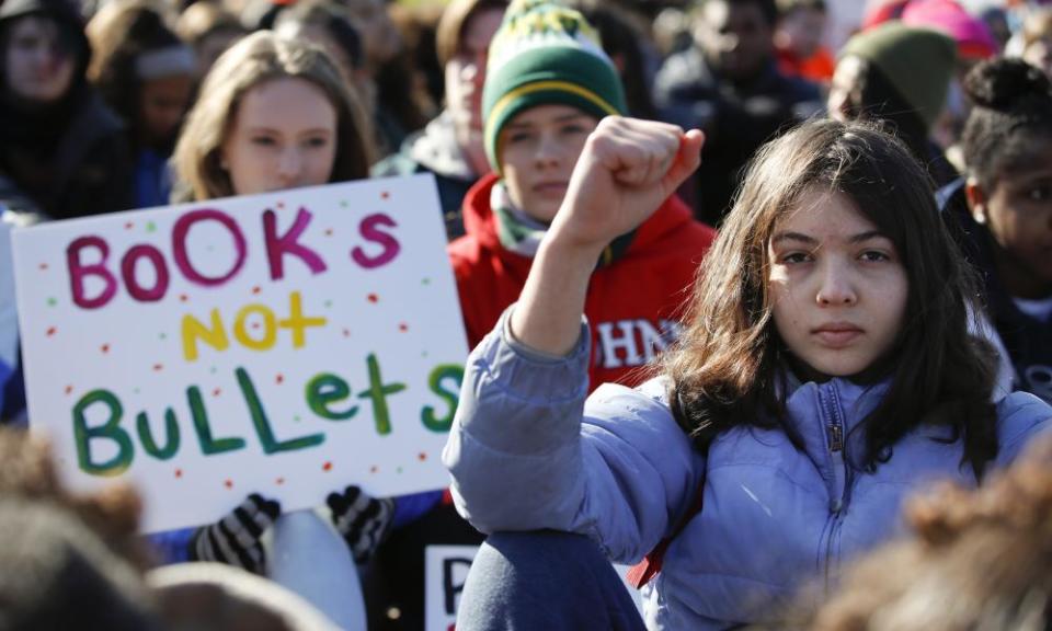 Students rally in front of the White House to protest gun violence in March.