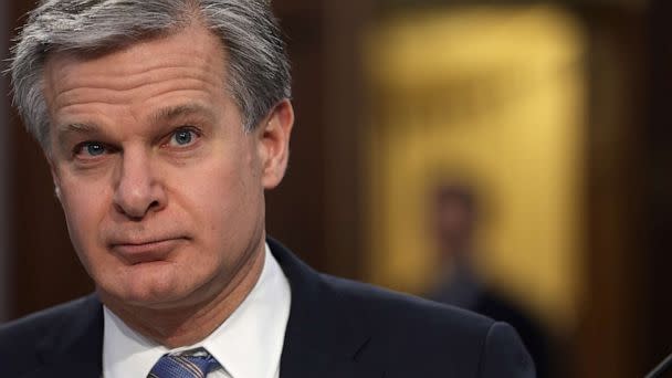 PHOTO: FBI Director Christopher Wray testifies during a hearing before the Commerce, Justice, Science, and Related Agencies Subcommittee of the House Appropriations Committee on Capitol Hill April 27, 2023 in Washington, D.C. (Alex Wong/Getty Images, FILE)