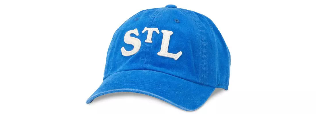 Blue hat with STL letters.