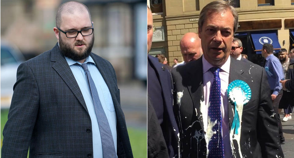 Man admits assault after Farage hit by milkshake