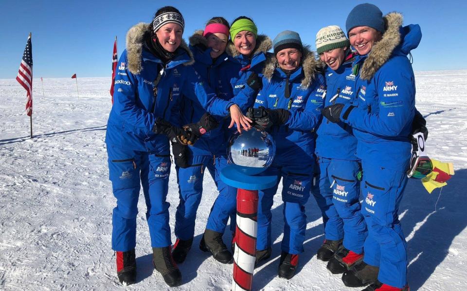 The British Army’s Ice Maiden team has become the first all-female team to cross Antarctica using muscle power alone.  