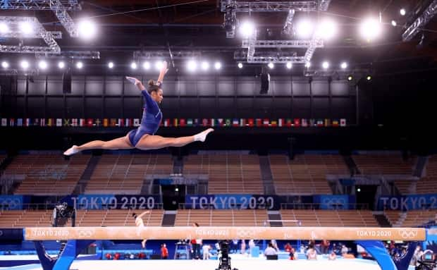 Tokyo 2020 Olympics - Gymnastics Artistic Training - Ariake Gymnastics Centre, Tokyo, Japan - July 22, 2021 Marine Boyer of France on the balance beam during training REUTERS/Mike Blake (Mike Blake/Reuters - image credit)