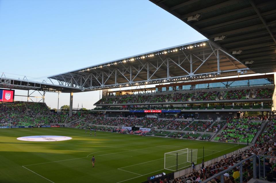 View of the field at Q2 Stadium, home of Austin FC in Austin, TX