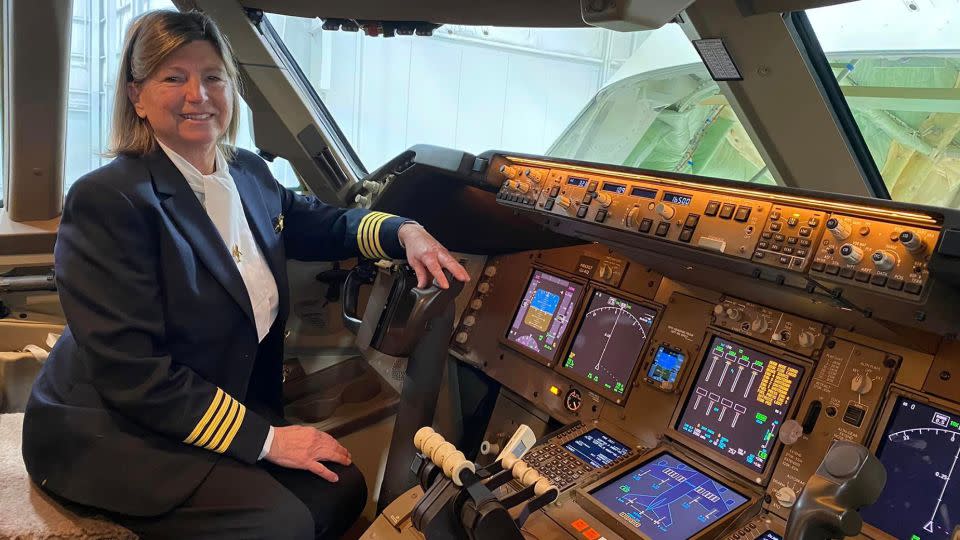 A more recent picture of Lynn Rippelmeyer in the cockpit of a 747. 
 - Courtesy Lynn Rippelmeyer