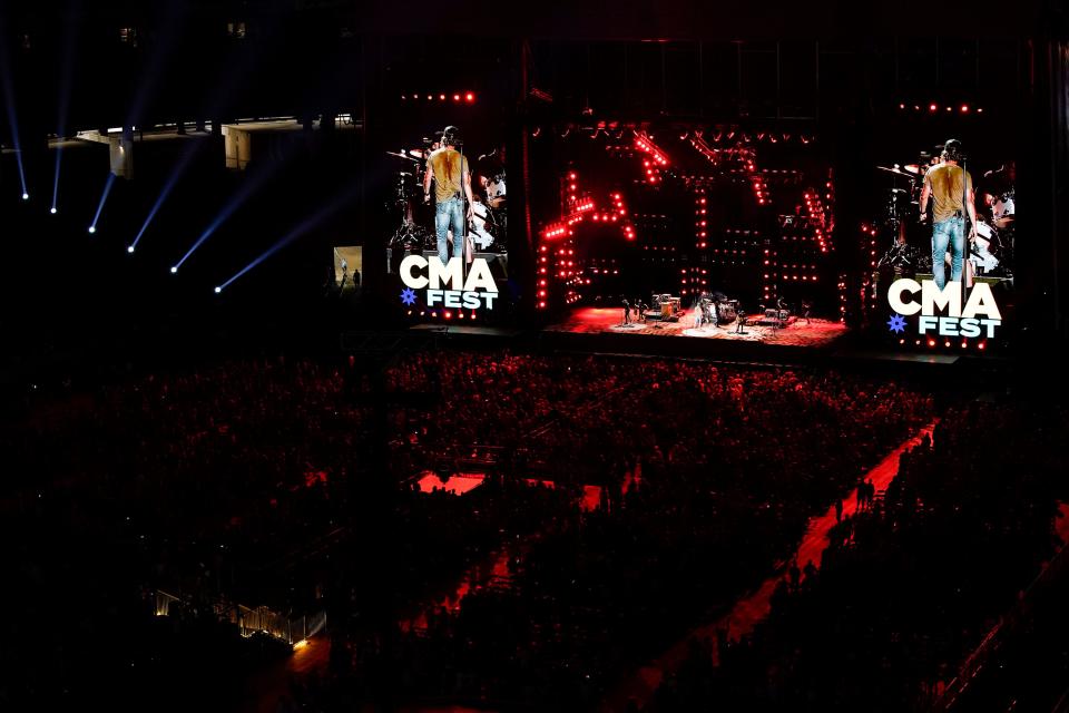 Dierks Bentley performs during CMA Fest at Nissan Stadium Sunday, June 12, 2022 in Nashville, Tennessee.