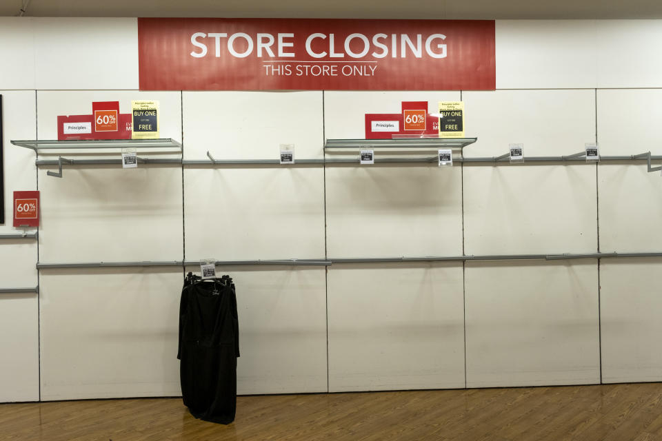 Empty shelves inside the Folkestone Debenhams store in the final few days of the Everything Must Go sale before closing down on 13th Jauary 2020 in Folkestone, Kent. United Kingdom. The company announced the closure of 19 stores across the UK after going into administration in 2019.  (photo by Andrew Aitchison / In pictures via Getty Images)