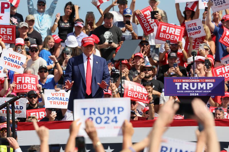 Former U.S. President and Republican presidential candidate Trump holds a campaign event, in Racine