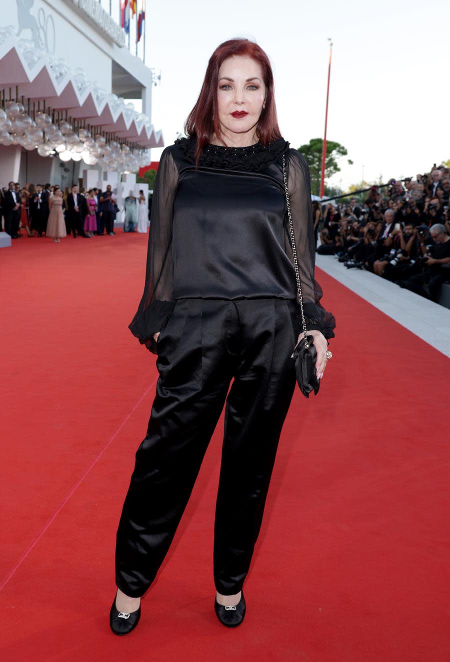 Priscilla Presley attends the red-carpet premiere for “Priscilla,” the story of her early life with Elvis, at the Venice International Film Festival. (Pascal Le Segretain/Getty Images)