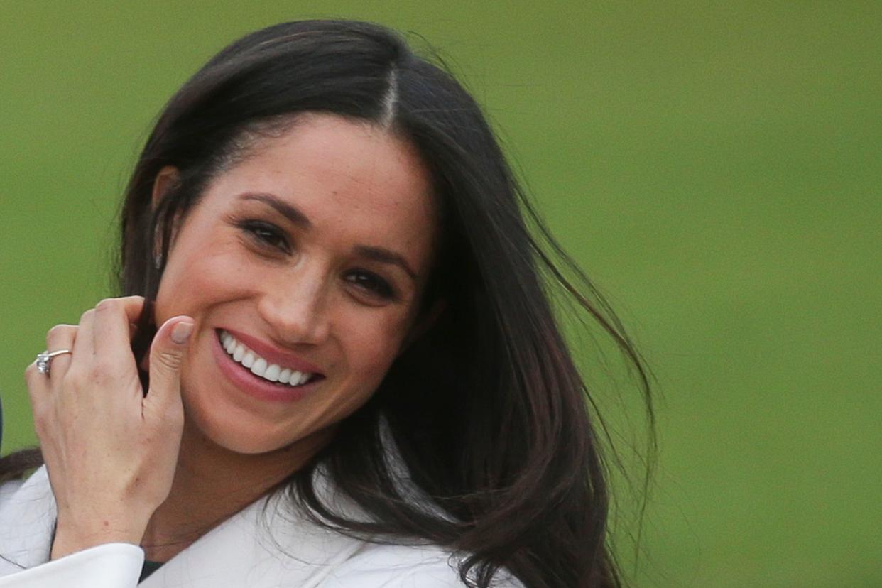 Could the Duchess of Sussex’s hair styling offer a hint to her future baby plans? [Photo: Getty]