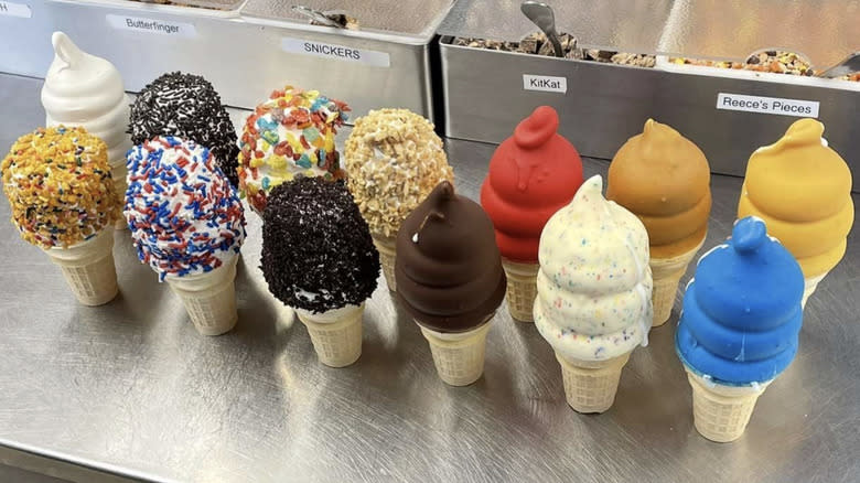 Soft serve ice cream selection