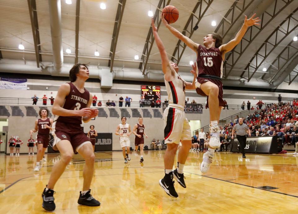 Cody Voysey, of Strafford, during their 66-52 victory over Ash Grove in the Class 3 Sectional matchup at Willard High School on Wednesday, March 2, 2022.