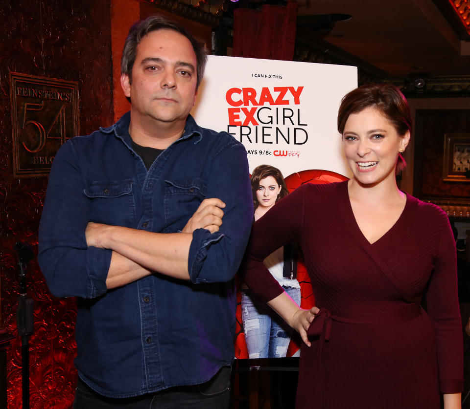 NEW YORK, NY - NOVEMBER 03:  Adam Schlesinger and Rachel Bloom attend the 'Crazy Ex-Girlfriend' Live Event  at the Feinstein's/54 Below on November 3, 2016 in New York City.  (Photo by Walter McBride/Getty Images)