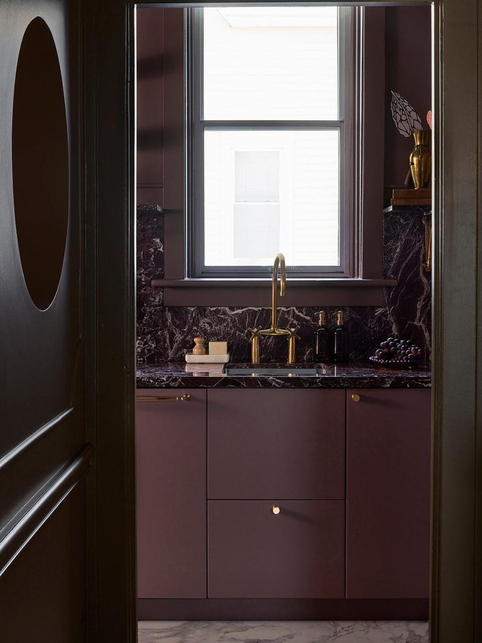 purple kitchen cabinets