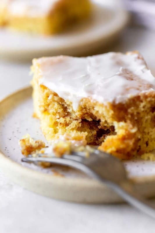 <p>Grandbaby Cakes</p><p>This delicious Honey Bun Cake is a simple, light, and buttery cake features a cinnamon spiced swirl and a sticky sweet glaze! Just like a honeybun!</p><p><strong>Get the recipe: <a href="https://grandbaby-cakes.com/honeybun-cake/" rel="nofollow noopener" target="_blank" data-ylk="slk:Honey Bun Cake;elm:context_link;itc:0;sec:content-canvas" class="link rapid-noclick-resp">Honey Bun Cake</a></strong></p><p><strong>Related: <a href="https://parade.com/1020312/kelseypelzer/first-mothers-day-gift-ideas/" rel="nofollow noopener" target="_blank" data-ylk="slk:Gifts to Celebrate First Time Moms For Mother's Day;elm:context_link;itc:0;sec:content-canvas" class="link rapid-noclick-resp">Gifts to Celebrate First Time Moms For Mother's Day</a></strong></p>