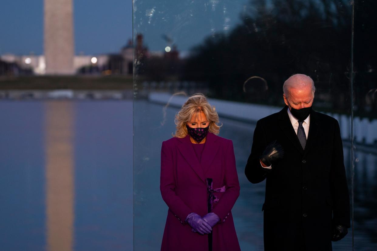 President-elect Joe Biden and his wife Jill Biden participate in the Covid-19 memorial event  (AP)