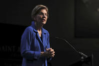 Democratic presidential candidate Sen. Elizabeth Warren, D-Mass., during her address at the New Hampshire Institute of Politics in Manchester, N.H., Thursday, Dec. 12, 2019.(AP Photo/Charles Krupa)