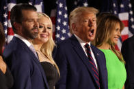 WASHINGTON, DC - AUGUST 27: U.S. President Donald Trump (2nd R) stands with his family members after delivering his acceptance speech for the Republican presidential nomination on the South Lawn of the White House August 27, 2020 in Washington, DC. Trump gave the speech in front of 1500 invited guests. (Photo by Alex Wong/Getty Images)
