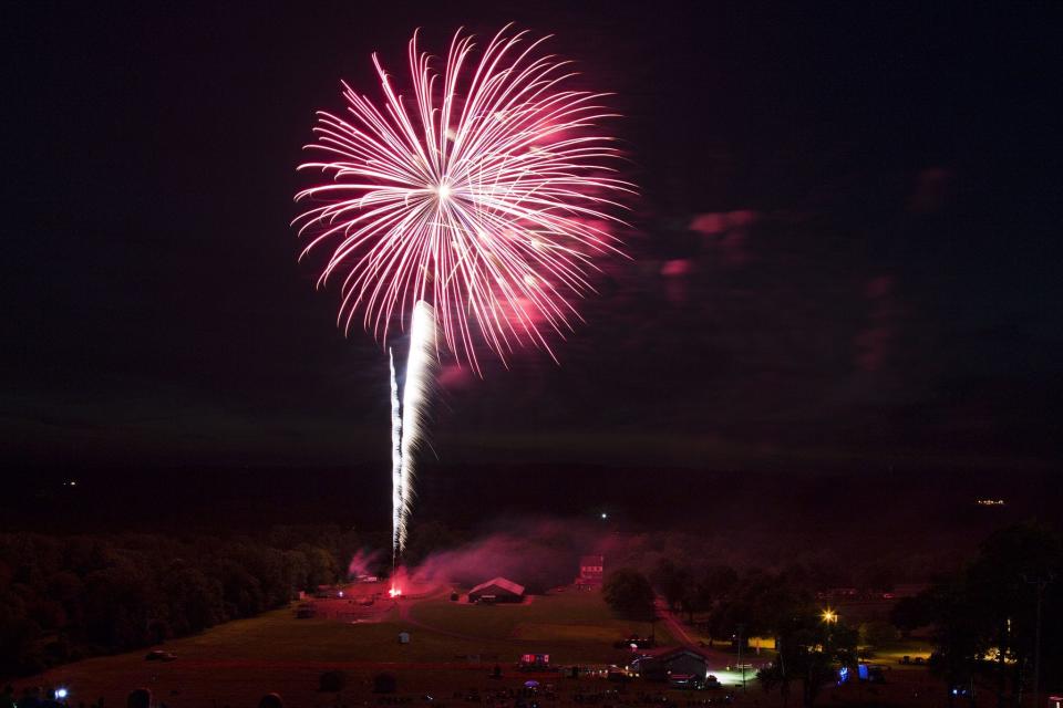 In this 2015 file photo, fireworks explode over Thomas Bull Memorial Park in Hamptonburgh.