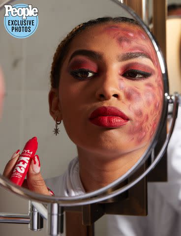<p>NYX Professional Makeup</p> Phoenix Brown gets ready for the NYX Professional Makeup Mon-Stars Halloween bash