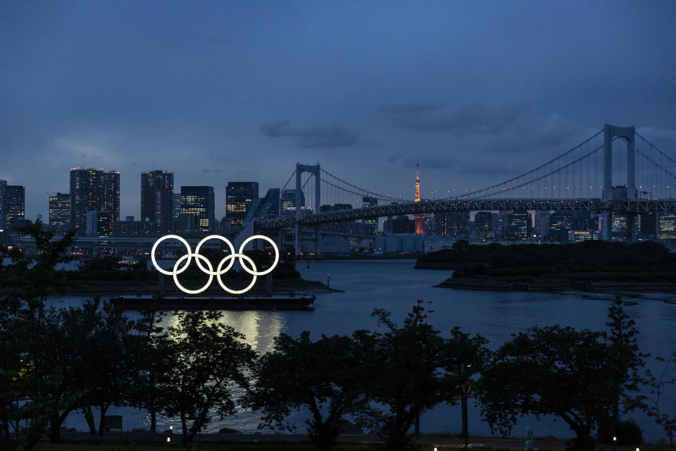 TOKYO, JAPAN - JUNE 03: The Olympic Rings are displayed by the Odaiba Marine Park Olympic venue on June 03, 2021 in Tokyo, Japan. Tokyo 2020 president Seiko Hashimoto has stated that she is 100 percent certain that the Olympics will go ahead despite widespread public opposition as Japan grapples with a fourth wave of coronavirus. The Japanese organising committee also announced yesterday that around 10,000 of the 80,000 volunteers originally scheduled to help at the Games have withdrawn as concern continues to surround the country’s ability to hold a huge sporting event amid a global pandemic. (Photo by Yuichi Yamazaki/Getty Images)