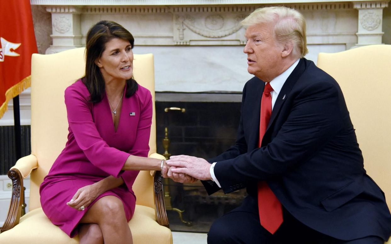 Nikki Haley Donald Trump Republican Party US presidential campaign 2024 White House - Olivier Douliery/AFP via Getty Images