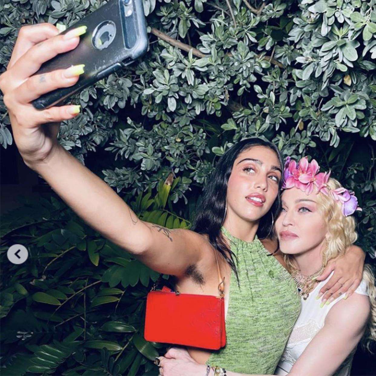 Lourdes Leon takes a selfie with her mother, Madonna, during her mom's 62nd birthday festivities in August 2020. (@Madonna / Instagram)