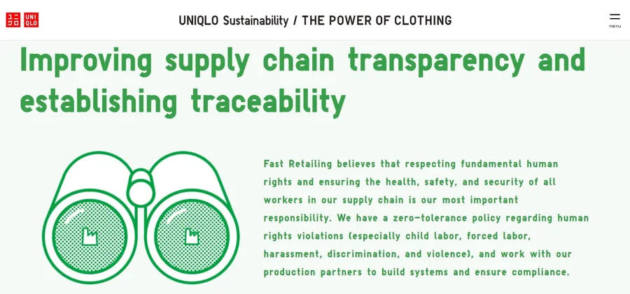 Uniqlo supply chain transparency and traceaility 圖/UNIQLO