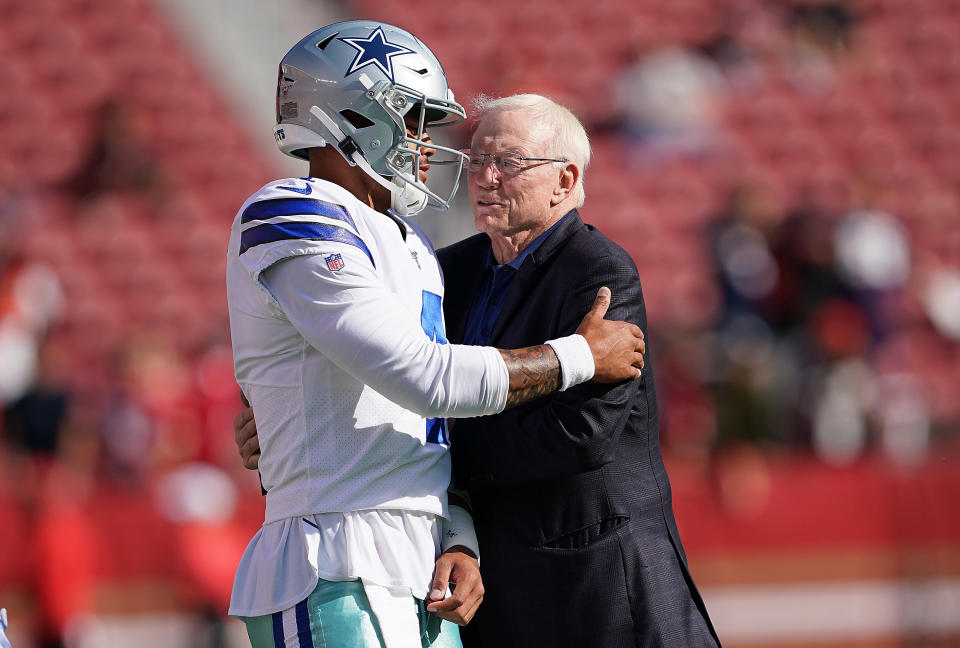 Cowboys owner Jerry Jones made a lofty comparison for quarterback Dak Prescott. (Photo by Thearon W. Henderson/Getty Images)