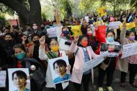 Protest against the military coup in Myanmar, in New Delhi