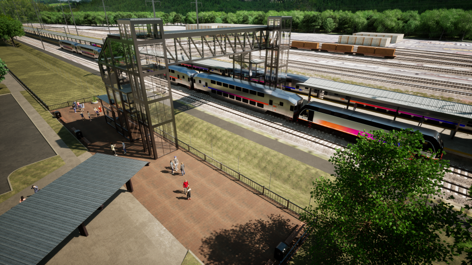 Rendering of the North Brunswick Train Station to be built off northbound Route 1.