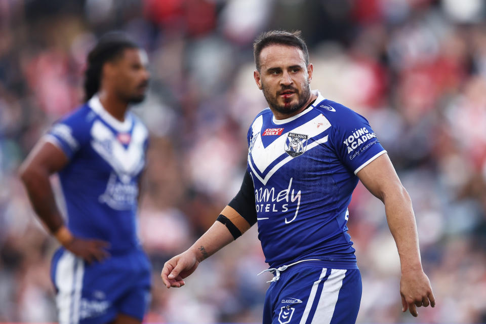 Seen here, Bulldogs star Josh Reynolds looking on during the round nine NRL match against St George Illawarra. 