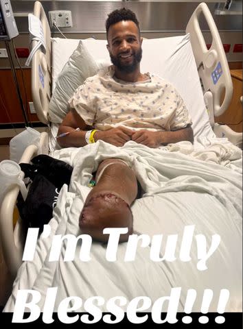 <p>TikTok</p> Nelson Thomas after his foot amputation