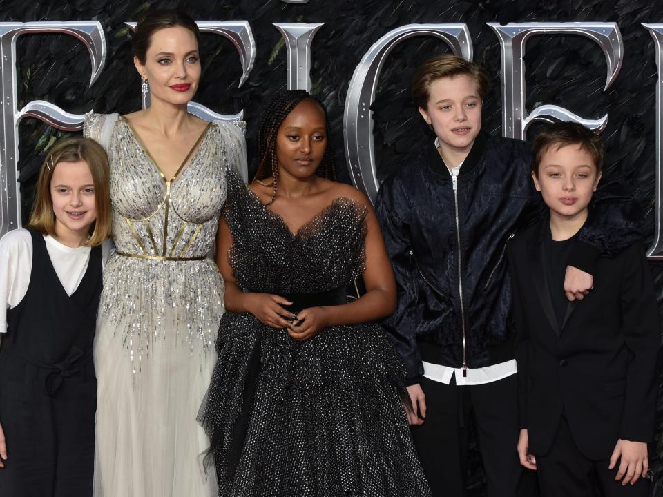 angelina jolie with four of her six kids at the maleficent premiere in 2019