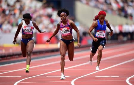 Athletics - London Anniversary Games - London, Britain - July 9, 2017 Jamaica's Elaine Thompson wins the Women's 100m Hurdles final REUTERS/Hannah McKay