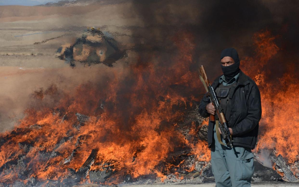 Drugs being burned after seized in Afghanistan - AFP