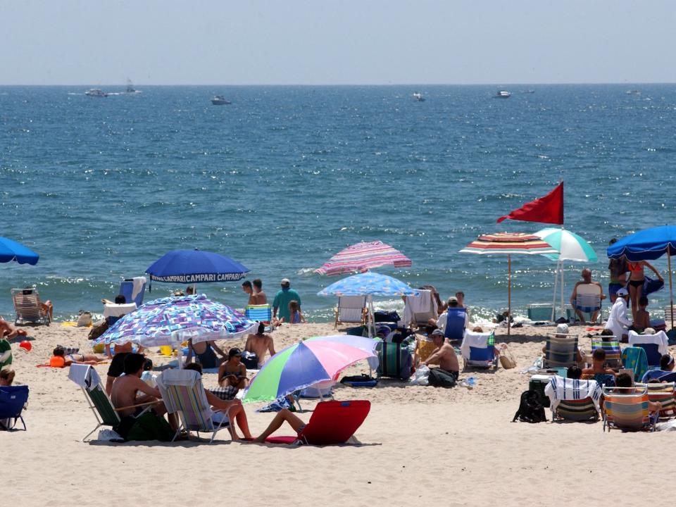 A crowd of people in Southampton, New York.