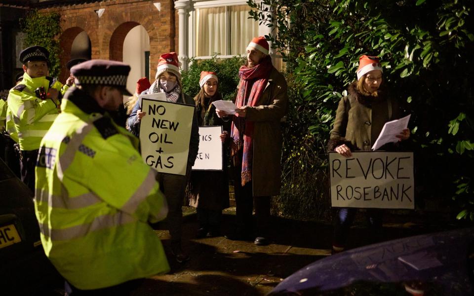 Just Stop Oil activists protest outside Sir Keir Starmer's London home on December 14