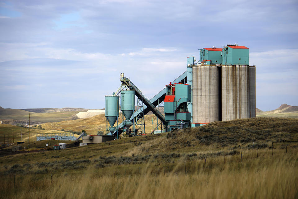 FILE - This Sept. 6, 2019 file photo, shows the Eagle Butte coal mine just north of Gillette, Wyo. While most states pursue ways to boost renewable energy, Wyoming is doing the opposite with a new program aimed at propping up the dwindling coal industry by suing other states that block exports of Wyoming coal and cause Wyoming coal-fired power plants to shut down. (AP Photo/Mead Gruver, File)