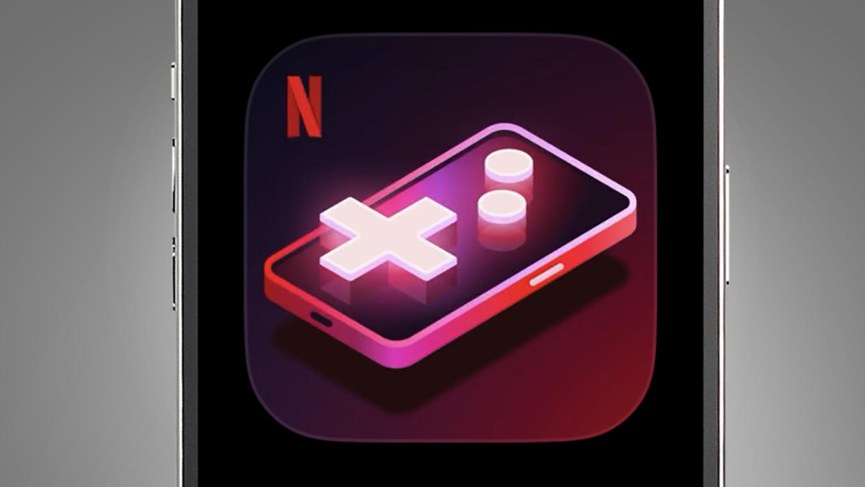  A phone screen on a grey background showing the Netflix game controller app 