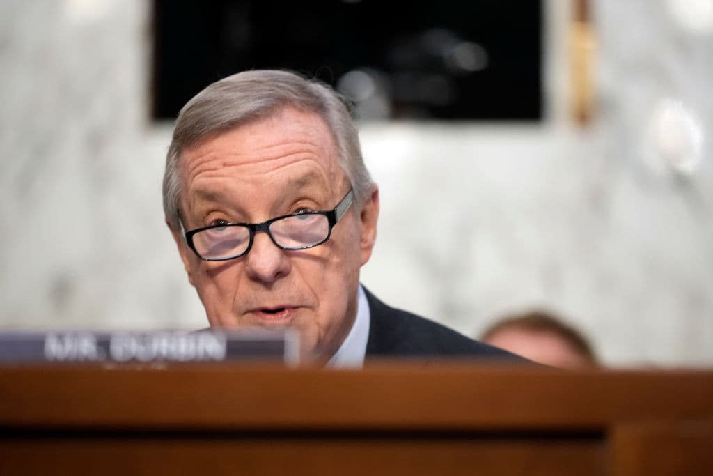 Senate Judiciary Committee Chairman Richard Durbin (D-IL) delivers remarks during the Senate Judiciary confirmation hearing for U.S. Supreme Court nominee Judge Ketanji Brown Jackson in the Hart Senate Office Building on Capitol Hill March 21, 2022 in Washington, DC. (Photo by Drew Angerer/Getty Images)