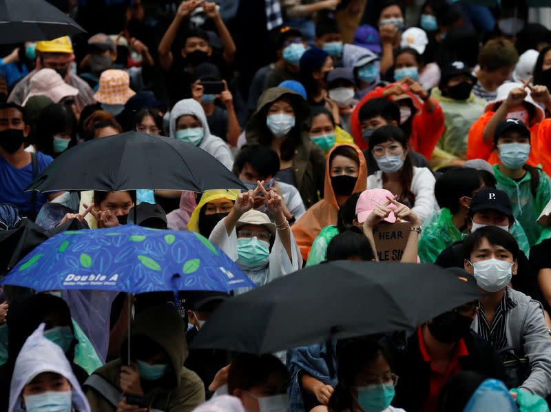 Pro-democracy protesters attend an anti-government demonstration, in Bangkok