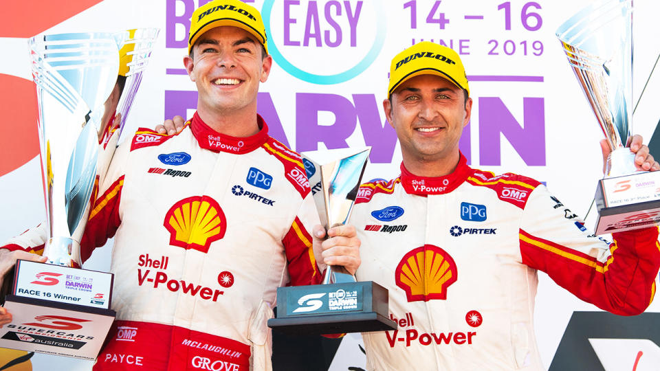 Scott McLaughlin and Fabian Coulthard, pictured here in Darwin.