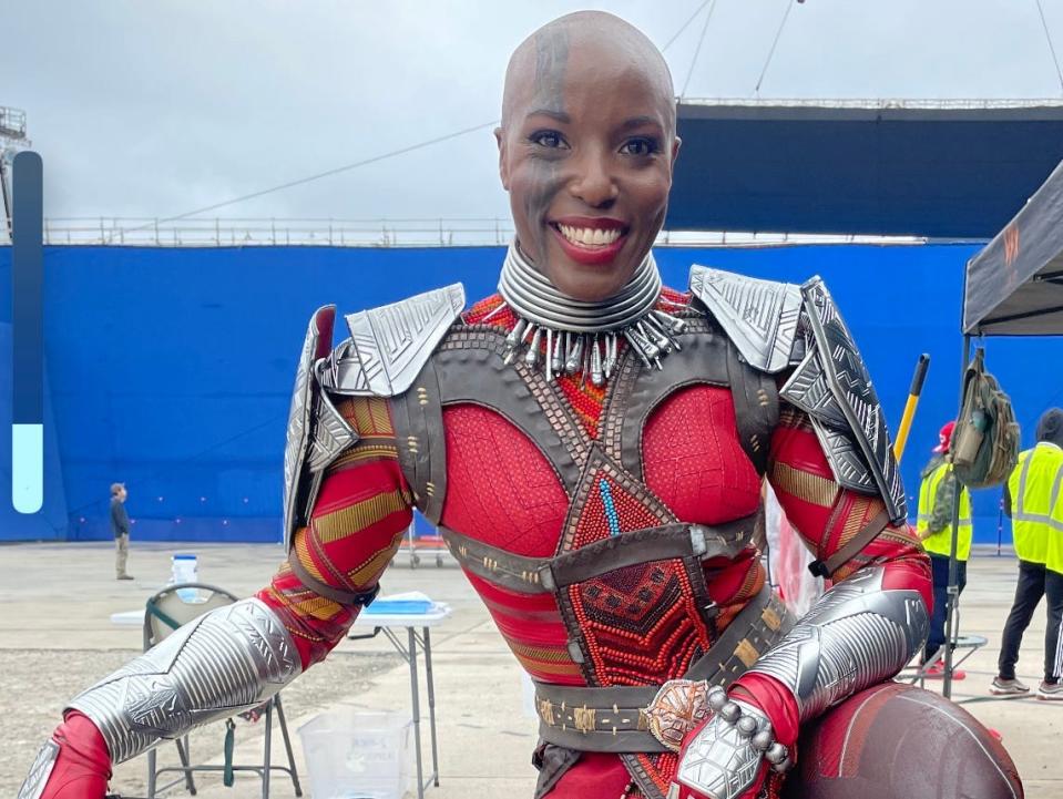 Janeshia Adams-Ginyard behind-the-scenes of filming Black Panther: Wakanda Forever